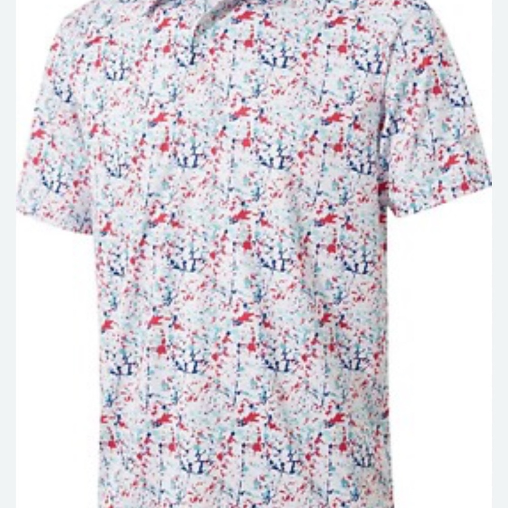 NWT Premium Golf Apparel MAELREG Men DryFit Print Performance POLO SHIRT SIZE M